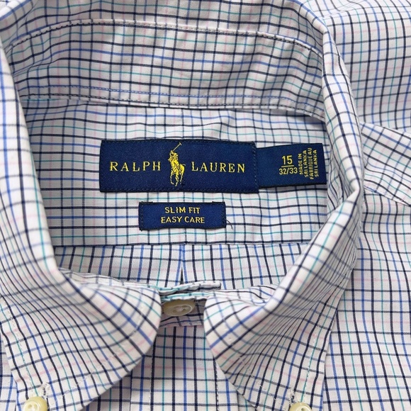 Ralph Lauren Dress Shirt Slim Fit Classic Windowpane Multi Check Plaid 15 32/33 - Picture 10 of 13